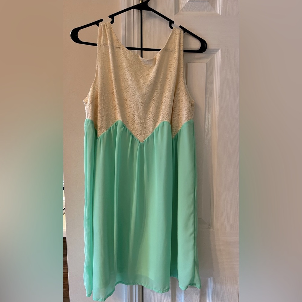 Boutique bought, Spring colored tank dress with lace detailing on top